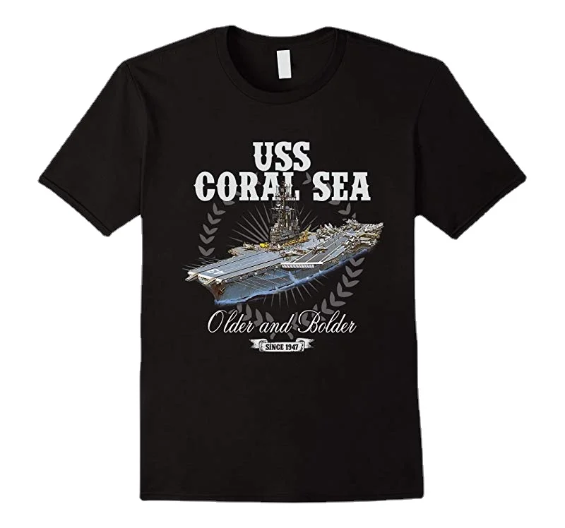 

USS Coral Sea (CV-43) Aircraft Carrier T-Shirt. Summer Cotton O-Neck Short Sleeve Mens T Shirt New S-3XL