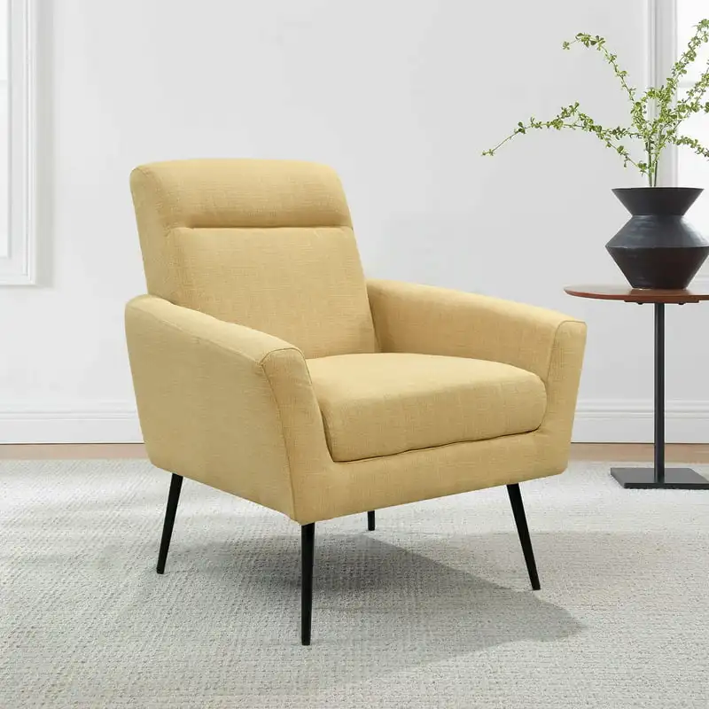

Accent Chairs, Mid-Century Armchair with Metal Legs for Small Spaces Living Room Bedroom, Yellow