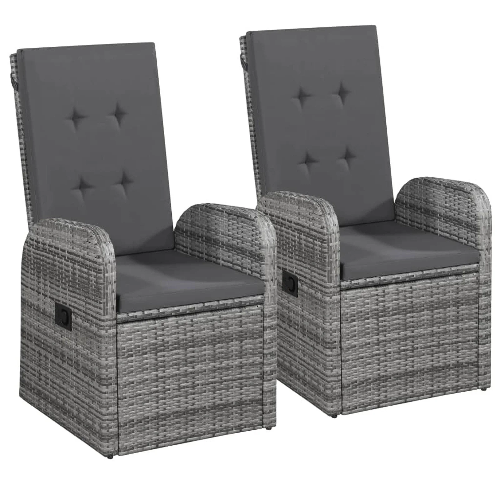 

Reclining Garden Chairs 2 pcs with Cushions Poly Rattan Gray