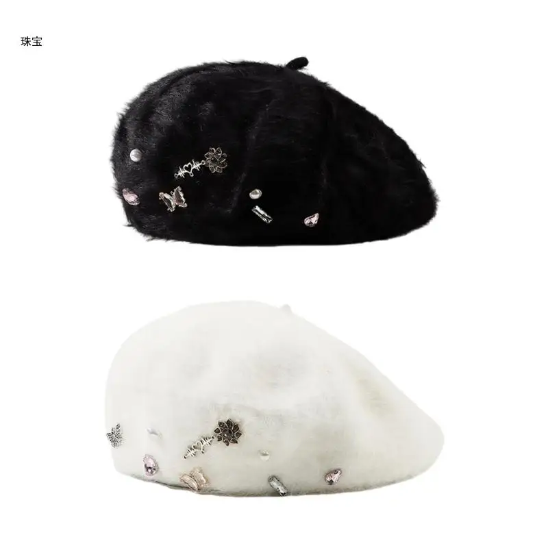 X5QE модные береты с жемчугом элегантный головной убор бабочкой аксессуар для