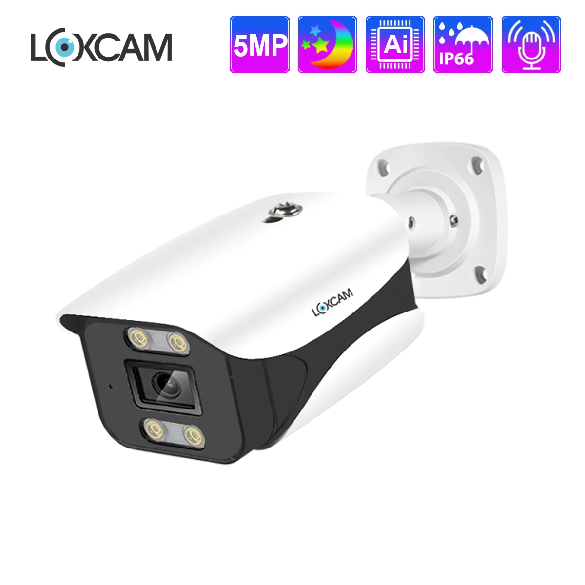 LOXCAM H.265 камера видеонаблюдения POE IP 5 Мп Ai наружная Водонепроницаемая с записью