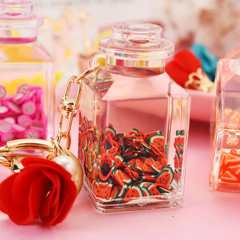 

Creative Liquid Keychain Fruit Slices into Oil Luxury Lanyard Key Ring Chain Pendant New Year Gift Jewelry Wholesale