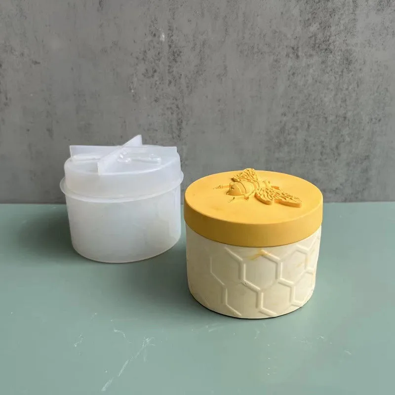 

Gypsum Honey Bee Jar Silicone Molds for DIY Concrete Epoxy Candle Pot Box Injection Mould Handcraft Home Decor Handmade Gift