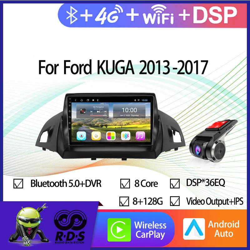 

Android Car GPS Navigation For Ford KUGA 2013-2017 Auto Radio Stereo Multimedia Player With Wifi BT 4G AHD DSP CARPLAY