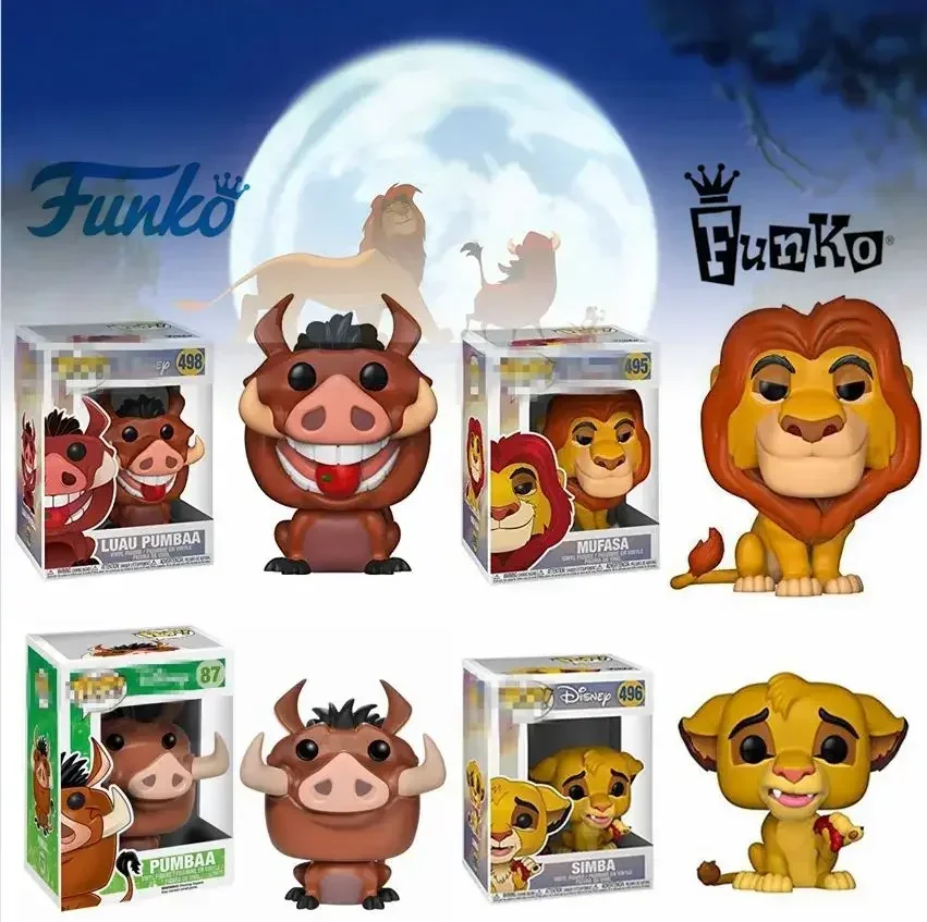 FUNKO POP DISNEY Фигурка Короля Льва Mufasa Коллекционные игрушки Simba Pumbaa Timon Fox 87 498 495 496