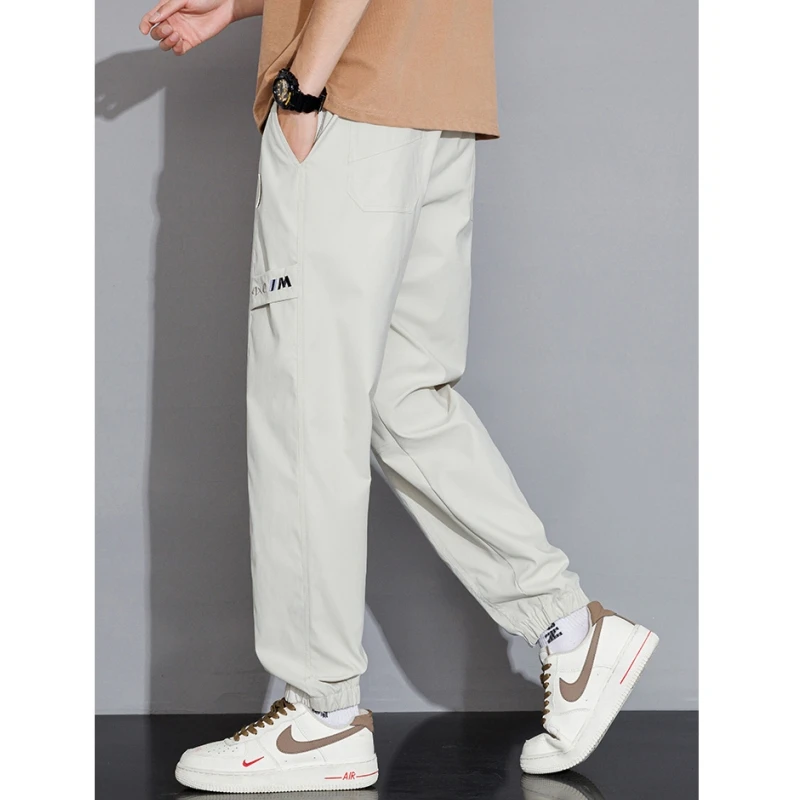 Брюки мужские с эластичным поясом повседневные прямые широкие брюки в