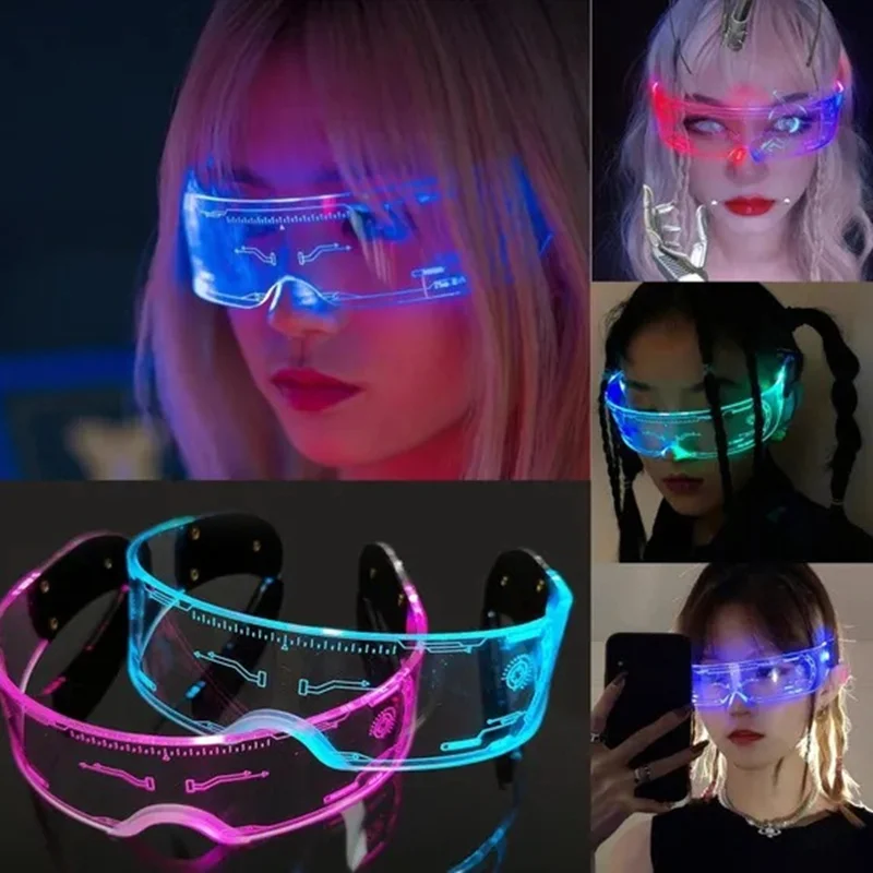 LED Goggles Festival Performance Props Colorful Luminous LED Glasses for Music Bar KTV Neon Party Christmas Halloween Decoration