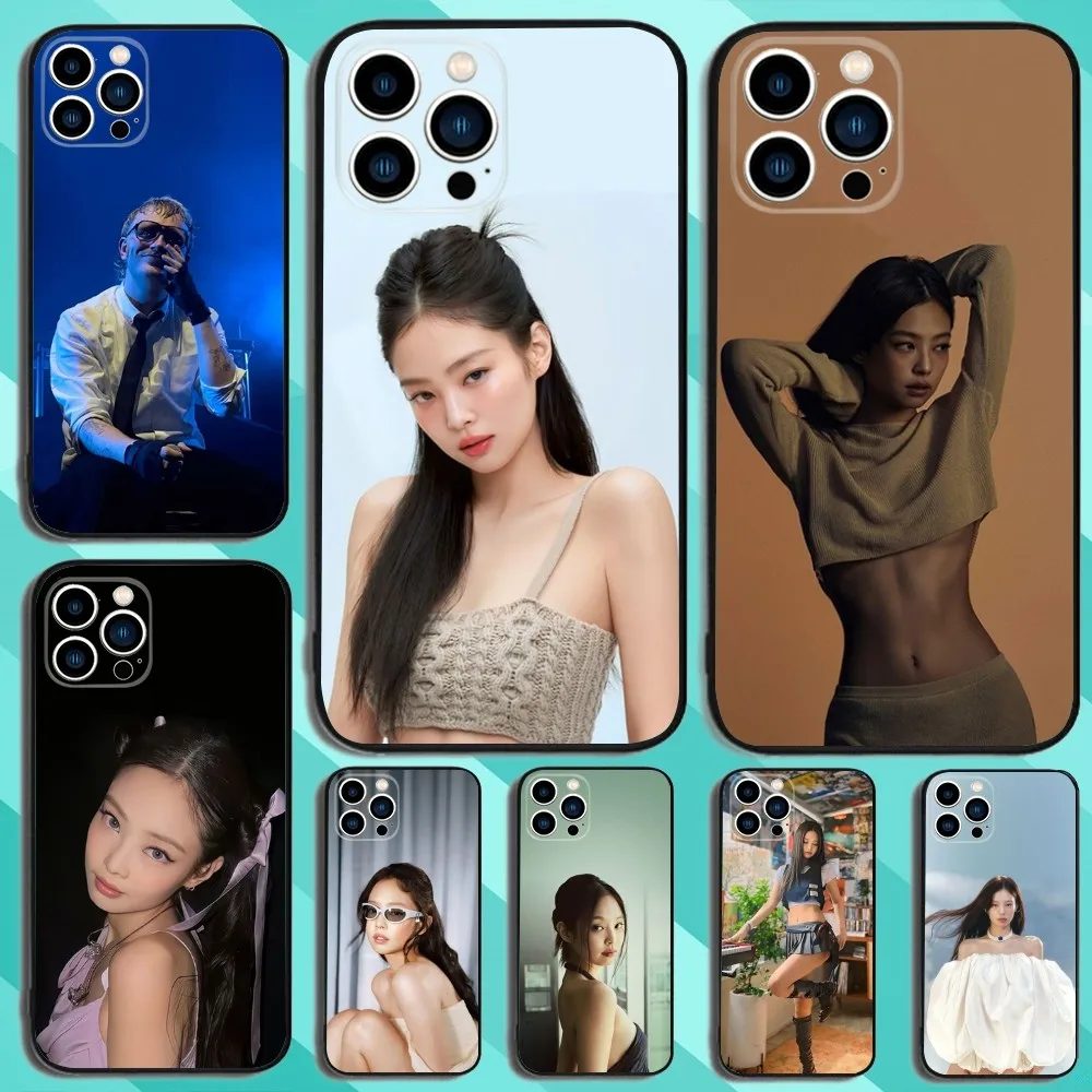 J-Jennie Kim KpopS Phone Case For iPhone 16 15 14 13 12 11 Plus Pro Max XS X XR SE Mini 8 7 Soft Silicone Black Cover