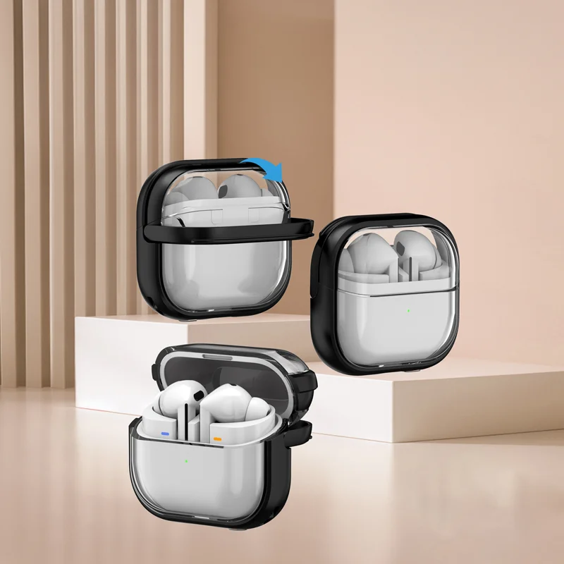 Фото Прозрачный чехол для наушников с подставкой для Samsung Galaxy Buds 3 Pro/Buds 3, Bluetooth-наушники, зарядное устройство, брелок, чехол для наушников №3