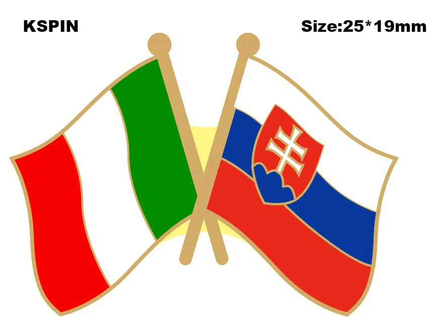 

Italy & Slovakia Friendship Flag Lapel Pin Friendship Flag Badge Flag pin