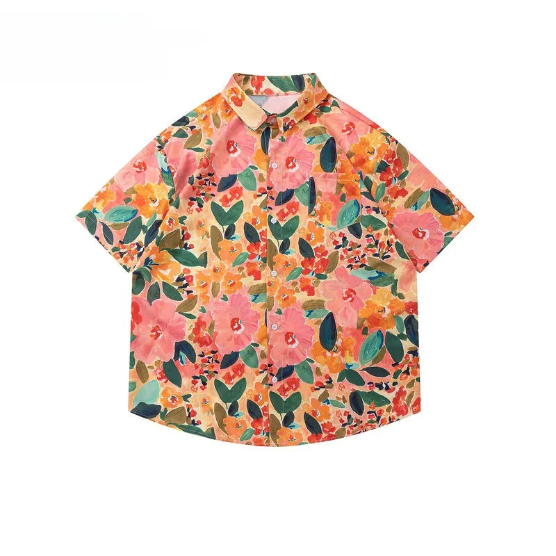 

EBAIHUI Printed Shirt Women Clothing Summer Vintage Fragmented Flower Ladies Blouse Loose Oversized Style Couple Blusas