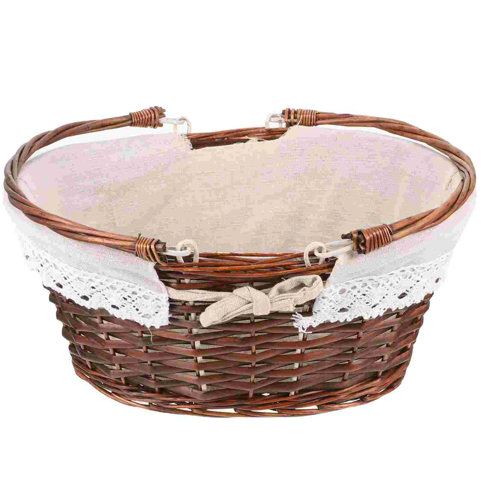 

Woven Basket Outdoor Handle Fruits Basket Picnic Basket Woven Vegetable Basket