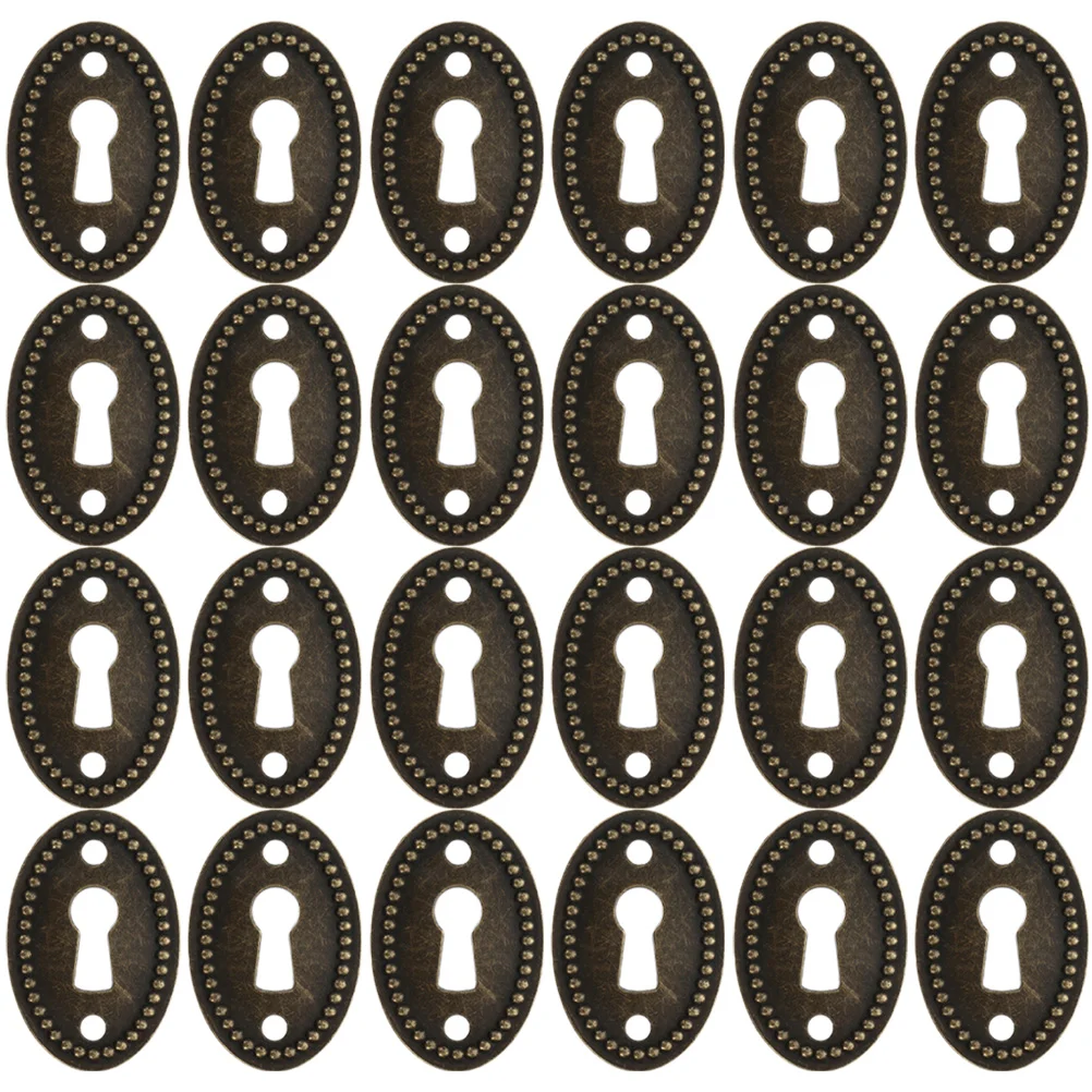 

24 Pcs Door Keyhole Escutcheons Cabinet Decor Keyhole Covers Doors Dresser Decor Key Drawer Iron Sheet Cabinet Keyhole Cover