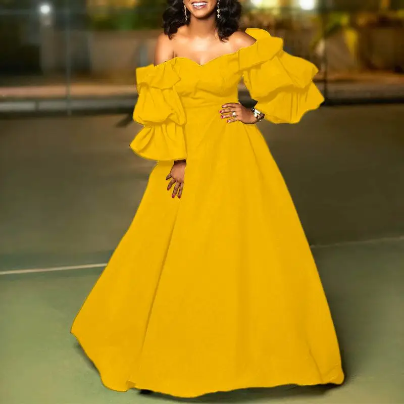 

Women Bohemian Long Maxi Dress VONDA 2022 Sexy Flare Sleeve Off Shoulder Party Dress Beach Sundress Casual Baggy Vestido Robe