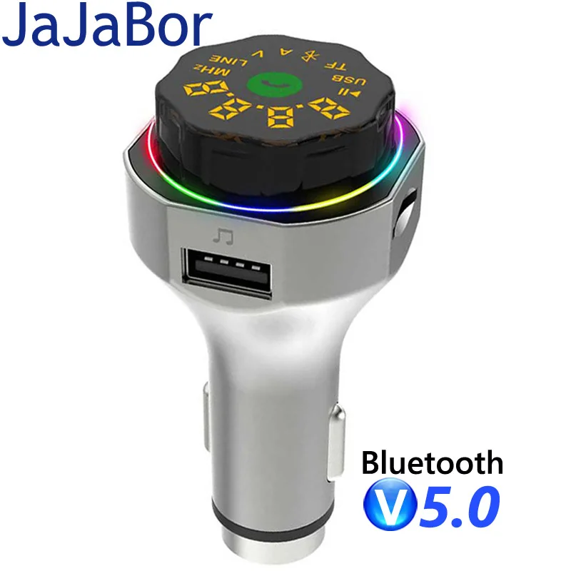 

JaJaBor FM Transmitter Car MP3 Player TF Card U Disk Playback Dual USB Car Charger Handsfree Bluetooth 5.0 Car Kit FM Modulator