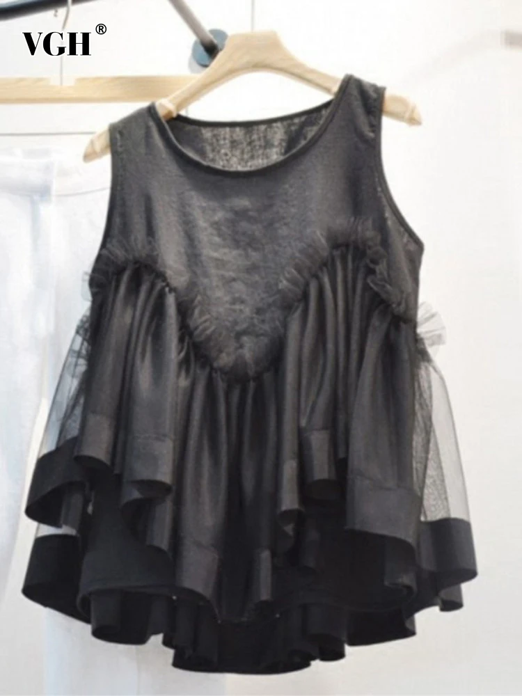 

Майка женская сетчатая с круглым вырезом, без рукавов