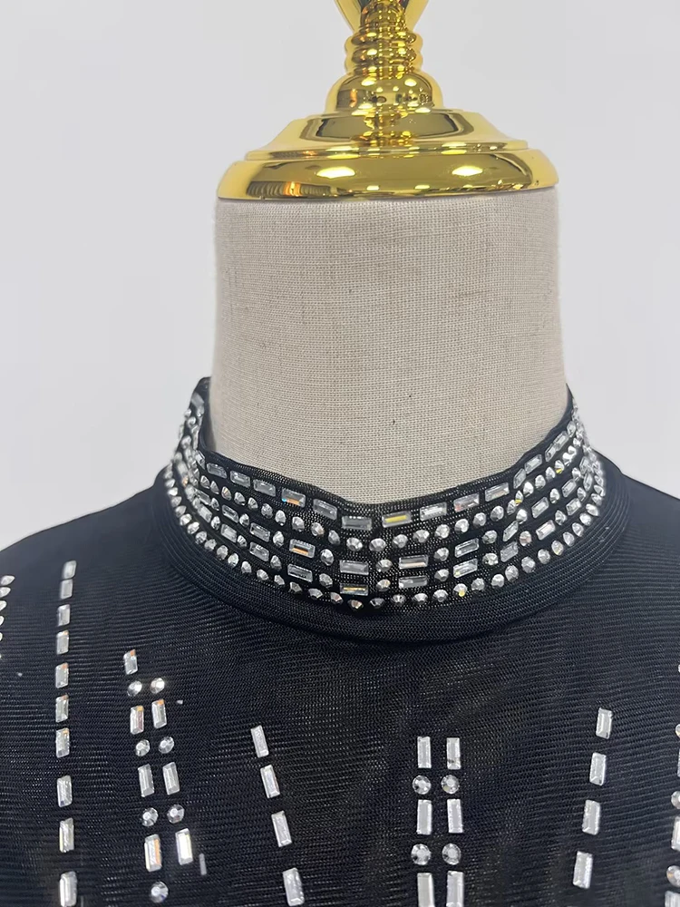 TWOTWINSTYLE Новый лоскутный комплект из двух предметов с бриллиантами для женщин топ