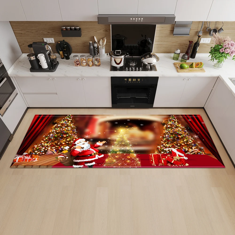 

Рождественский кухонный напольный коврик, домашний Придверный коврик для прихожей, спальни, гостиной, детский декоративный ковер, противос...