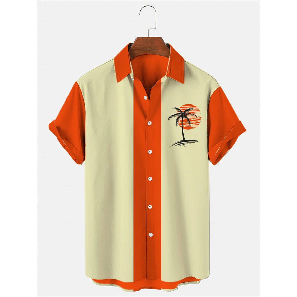2023 Men's Hawaiian Shirt 6xl Loose Stretch Shirt Top Men's And Women 3d Print Coconut Tree Single Breasted Short Sleeve Beach
