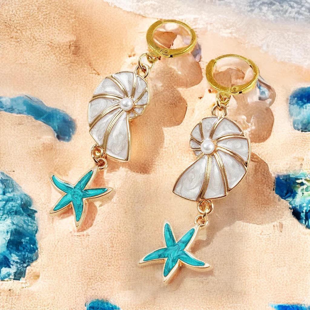 

Makersland Starfish Boho Earrings for Women Fashion Jewelry Wholesale Luxury Imitation Pearl Stainless Earrings Women Jewellery