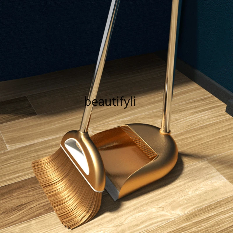 

yj Broom Dustpan Set Combination Non-Viscous Sweeping Gadget Broom Garbage Shovel Household Dustpan Broom Wiper Blade