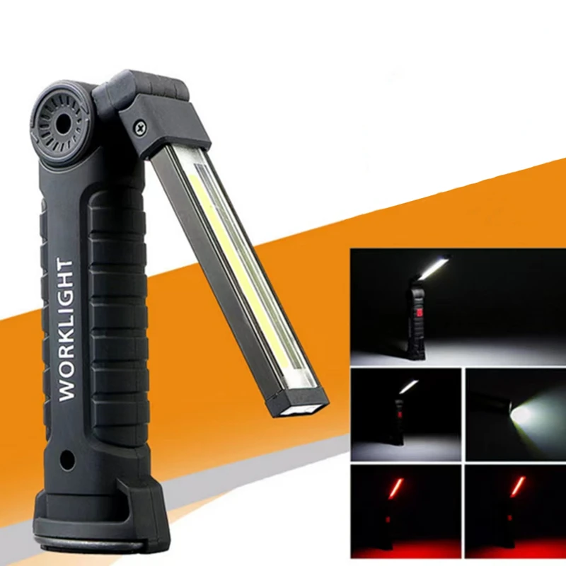 

360° Rotate 5 Modes Flashlights LED Rechargeable Work Lights Magnetic Base Mens Tools Light Outdoor Camping Flash Light