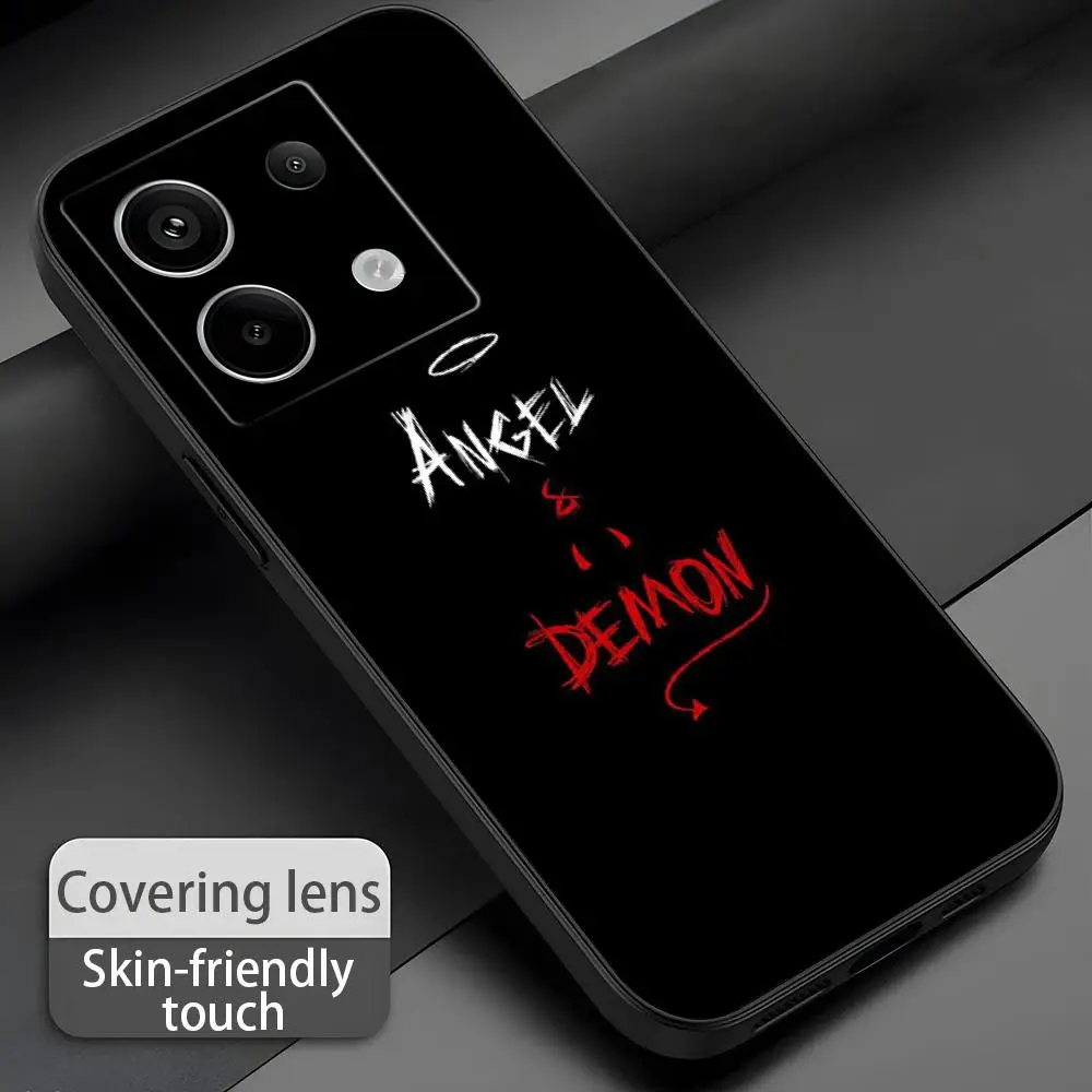 Фото Модный чехол для телефона с логотипом Angel, мягкий черный чехол для Redmi Note15 11 12 13 14Pro Plus S 5G 14C A3 №4