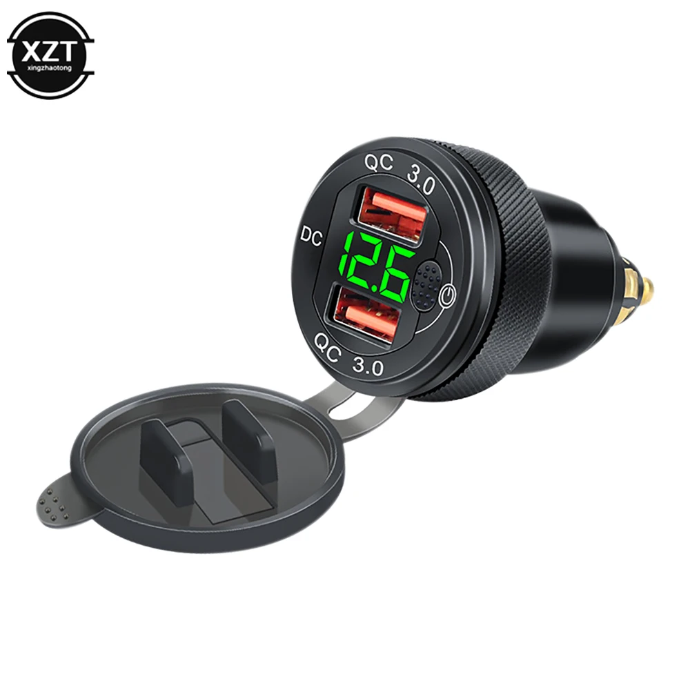 

Автомобильное зарядное устройство Dual QC3.0 USB Fast PD Зарядное устройство 12-24 В из алюминиевого сплава Черный Qiuck Зарядный адаптер для BMW Автомобиль Мотоцикл