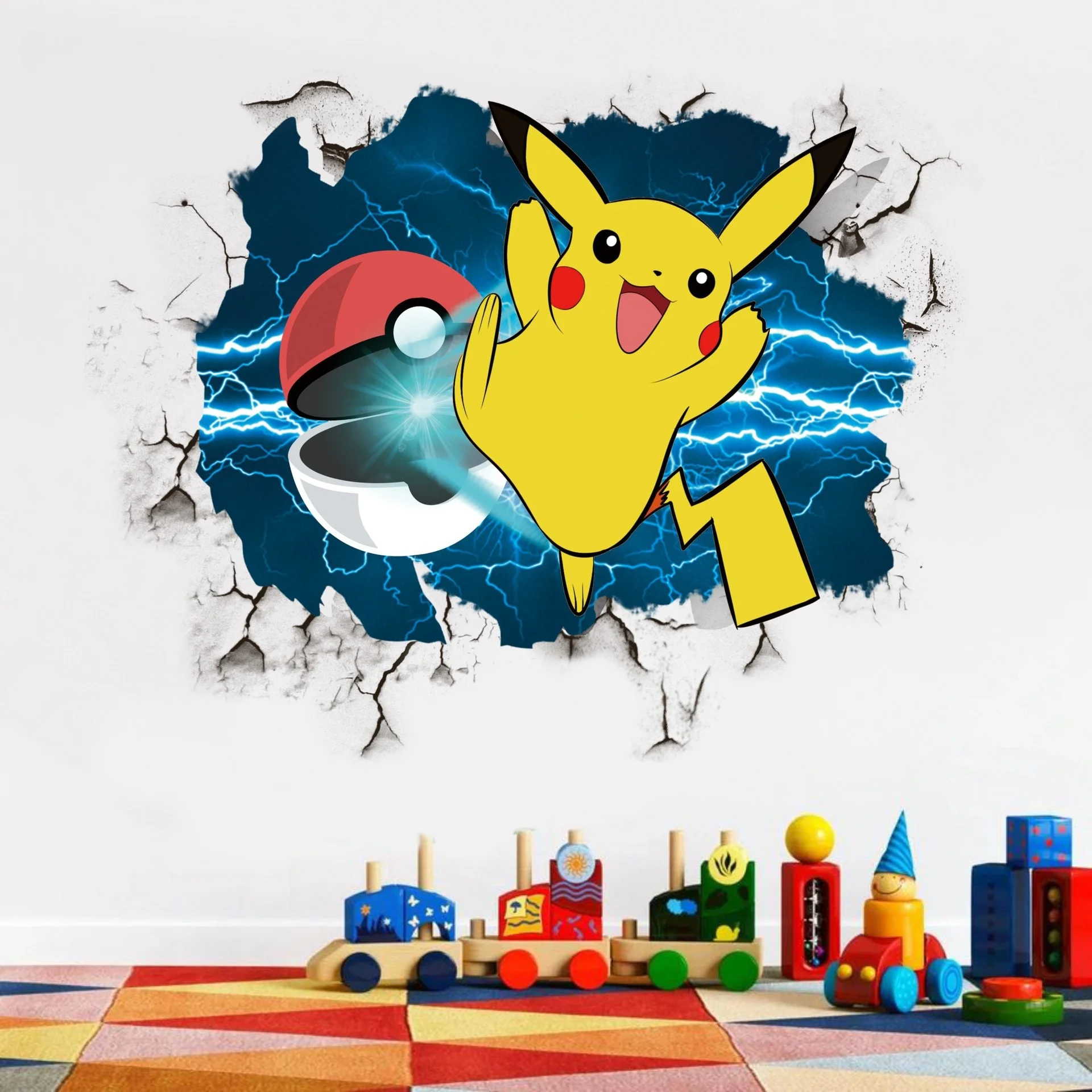 

Детская комната с покемоном, граффити, настенные декоративные наклейки, 3d Мультяшные аксессуары, самоклеящиеся ПВХ детские подарочные игрушки