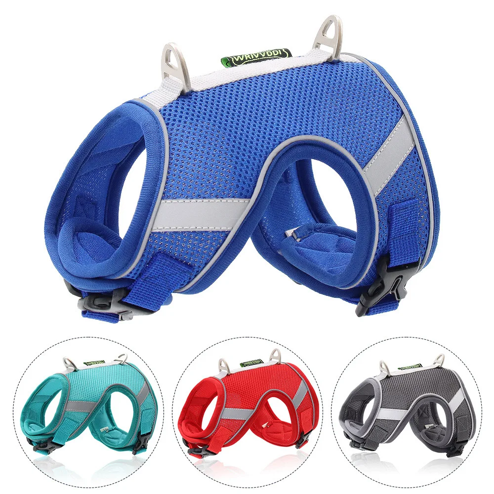 

Светоотражающий сетчатый мягкий дышащий однотонный жилет для маленьких собак, нагрудный ремень, товары для домашних животных, персональны...