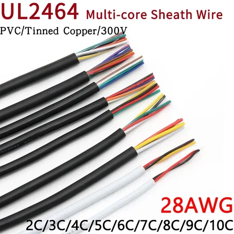 Медный изолированный кабель 28AWG UL2464 2-10 жил