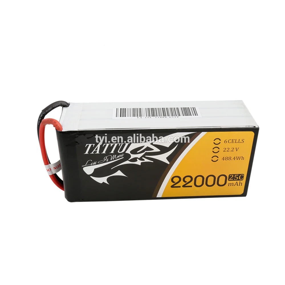 

TATTU 22000mAh 22.2V 6S1P 488wh LiPO Battery Burst 25C for Big Load Multirotor FPV Drone Hexacopter