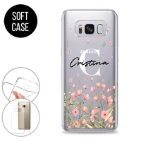 custom name samsung case for samsung galaxy s7 8 9 s10 s20 s22 plus s22 ultra s10e a5 personality flower crown transparent case