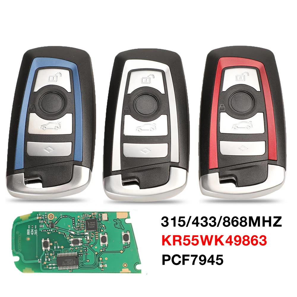 jingyuqin 315/433/868Mhz KR55WK49863 PCF7945 Chip Smart Remote Key KeylessGo For BMW 3 5 7 Series 2009-2016 CAS4 F System Fob 