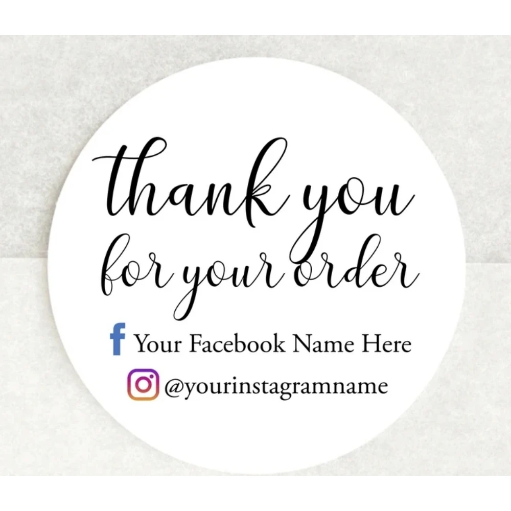 

Thank You For Your Order Stickers - Personalised Social Media Labels - Facebook, Instagram Stickers with Business Information