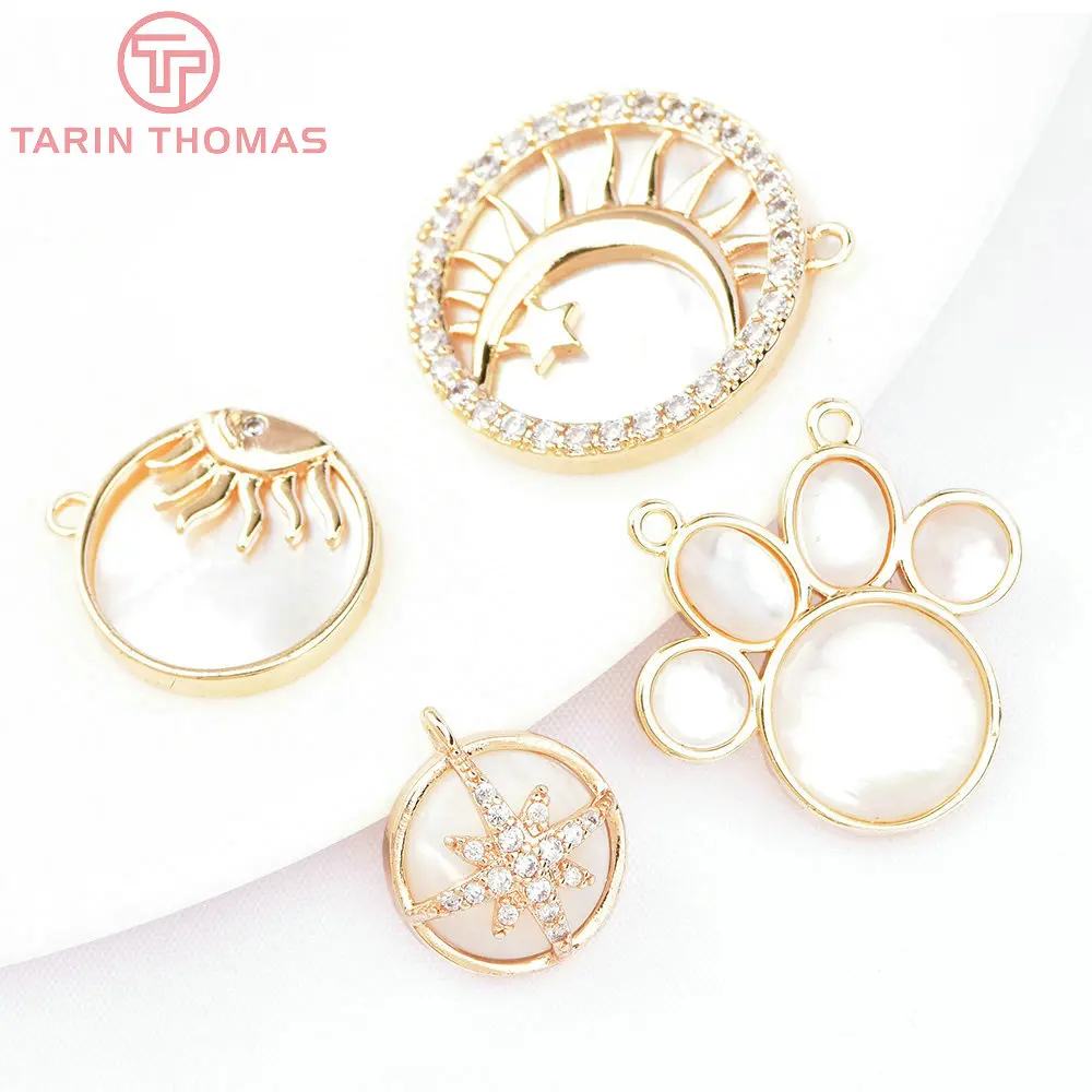 (6544) 2PCS 11.5MM 20MM 24K Gold Color Brass with Zircon Star Cat Paw Charms Pendants High Quality DIY Jewelry Making Findings