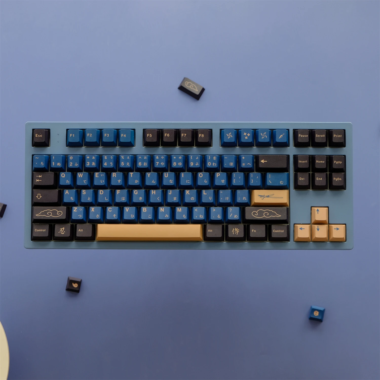 

129 Keys GMK Blue Samurai Keycaps PBT Cherry Profile Dye Sublimation Keycaps for Custom Mechanical Keyboards 61 68 87 96 Layout