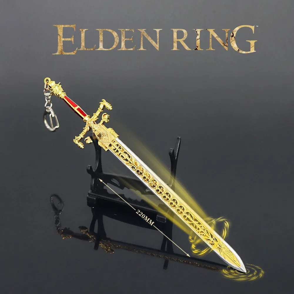 

22 см кольцо Elden Оружие Меч темноты и огня оригинальная игра аниме брелок сплав нож-бабочка Катана модель подарки Детские игрушки