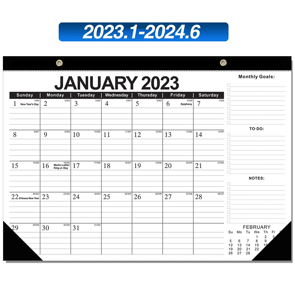 

2023-2024 18 Months Organizing Home Office Daily Planning Holiday Dates Desk Calendar Writing Block To-do List Protective Cover