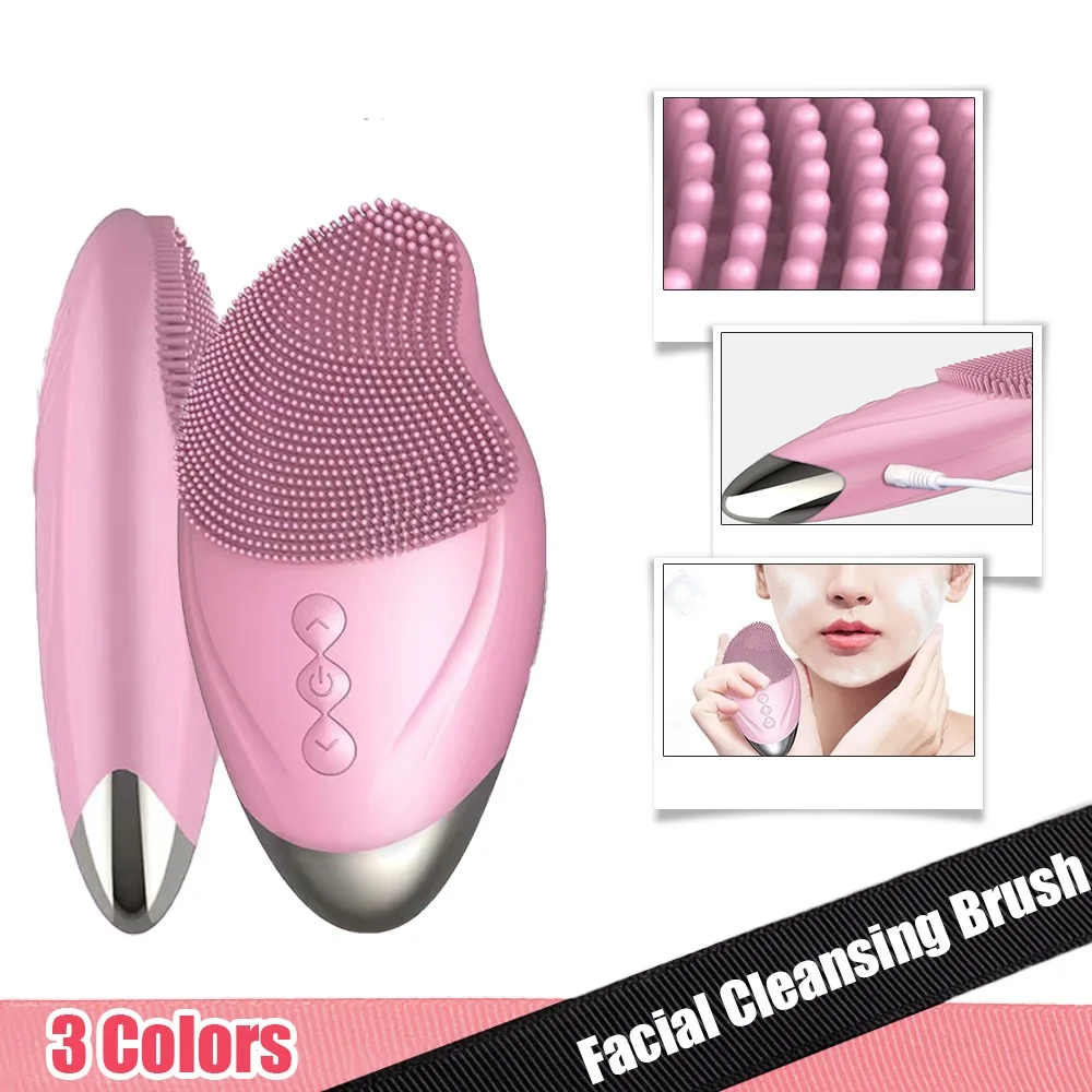 

Электрическая Очищающая щетка для лица, массажер для мытья, вибрационное Силиконовое ультразвуковое очищающее средство для лица, портативный инструмент для ухода за кожей лица
