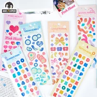 mr paper 8 designs ins style pink heart series creative girl heart hand account diy decor collage material plain sheet stickers