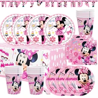 minnie mouse birthday party supplies pack for 16 guests with plates napkins table cover cup minnie mouse decoration