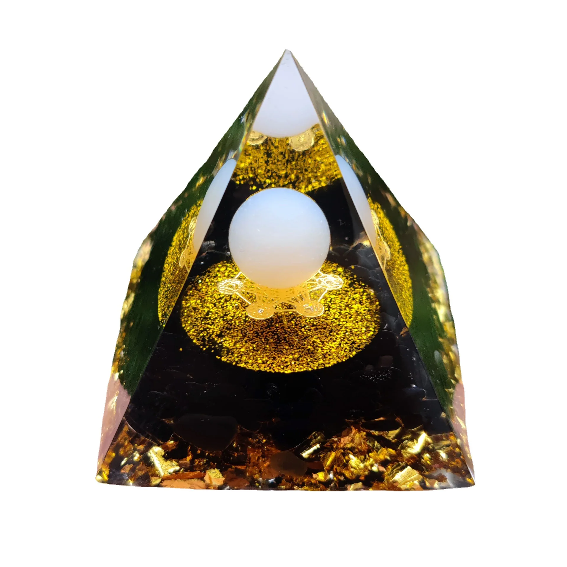 Natural Crystal Energy Generator Pyramid Amethyst Reiki Healing Stone Chakra Resin Pyramid Meditation Tool Room/Car Decor Crafts