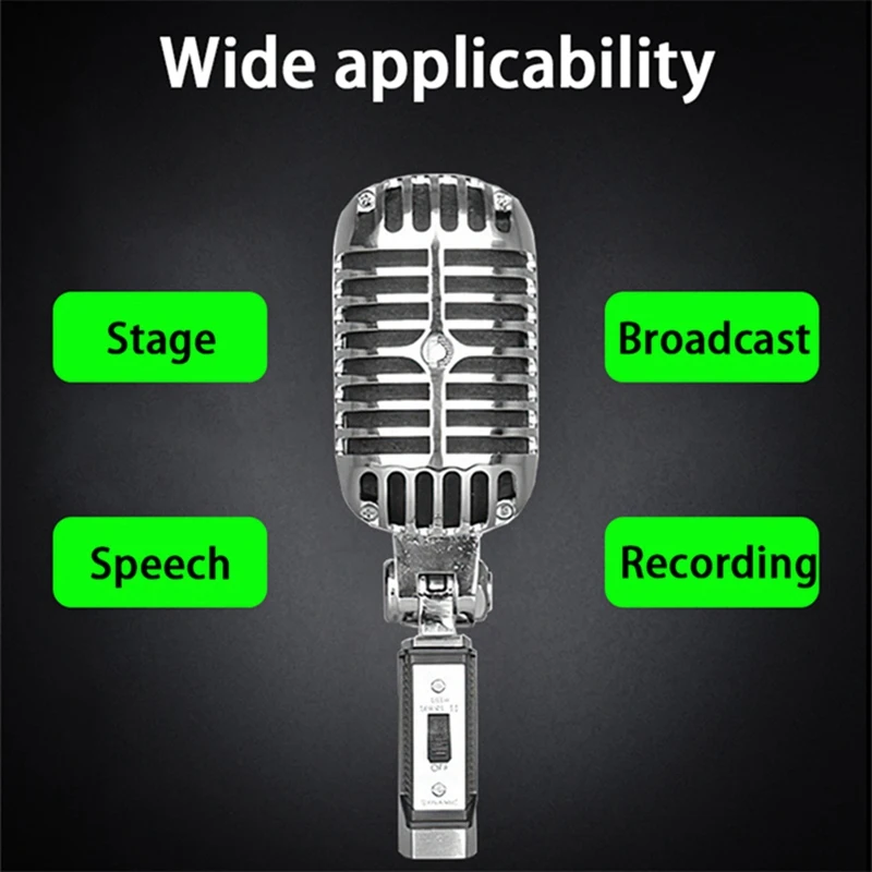 Vintage Metal Microphone For 55SH Classic Dynamic Wired Handheld Mic Live Recording Karaoke Studio