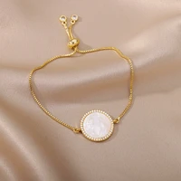 zircon round virgin mary jesus bracelets for women girls charm adjustable stainless steel chain bracelet religious jewelry