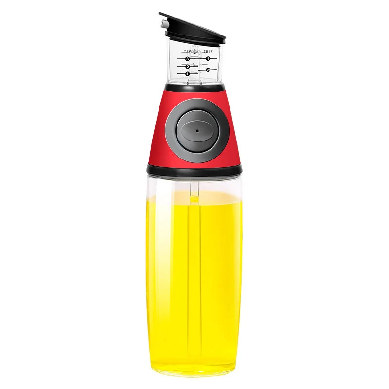 

Oil Dispenser With Measure For Cooking And Vinegar Cruet Drip-Free Spout 500ml Glass Bottle Health Kitchen spice rack