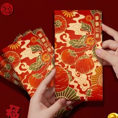 

12 шт. красный конверт с цветущим богатством и процветанием 2025 новый год красная сумка-конверт креативный красный конверт