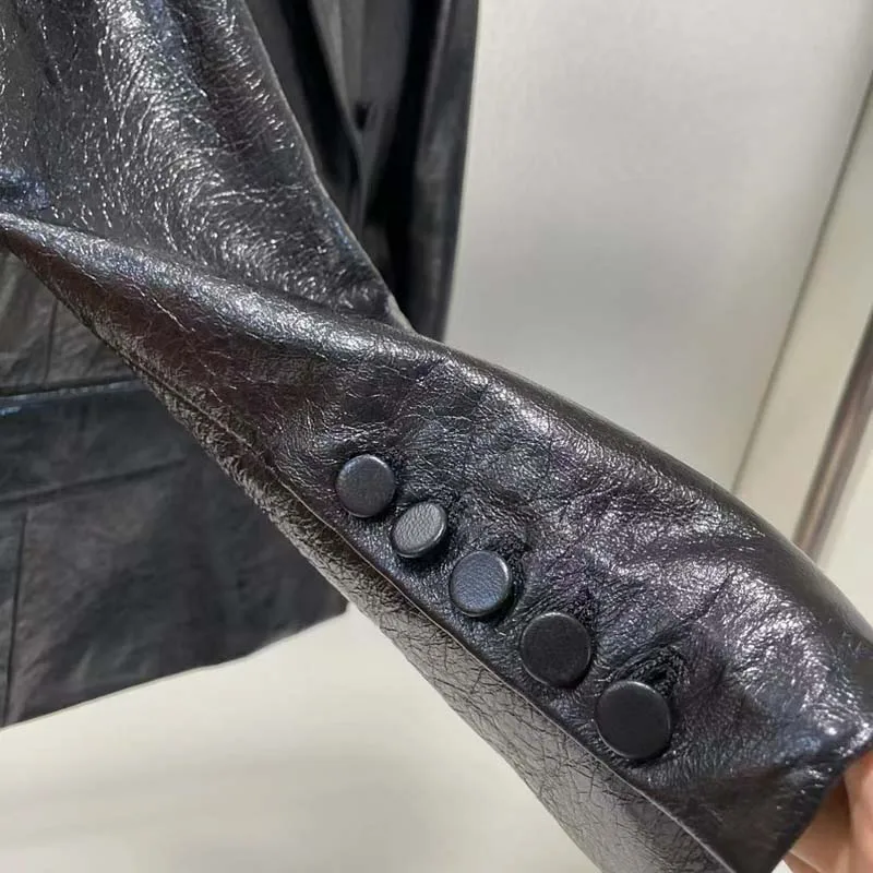 Женское двубортное пальто куртка из натуральной овечьей шкуры с отложным