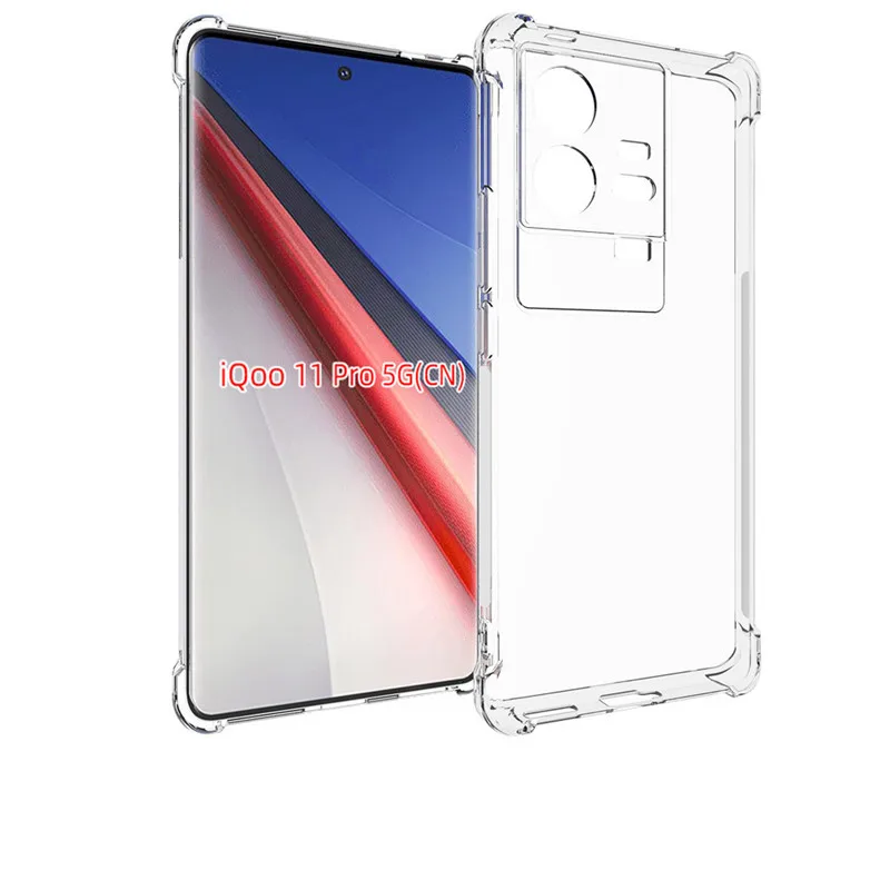 

For Vivo IQOO 11 Pro 5G CN mobile phone case transparent all-inclusive TPU four-corner anti-fall silicone protective cover soft
