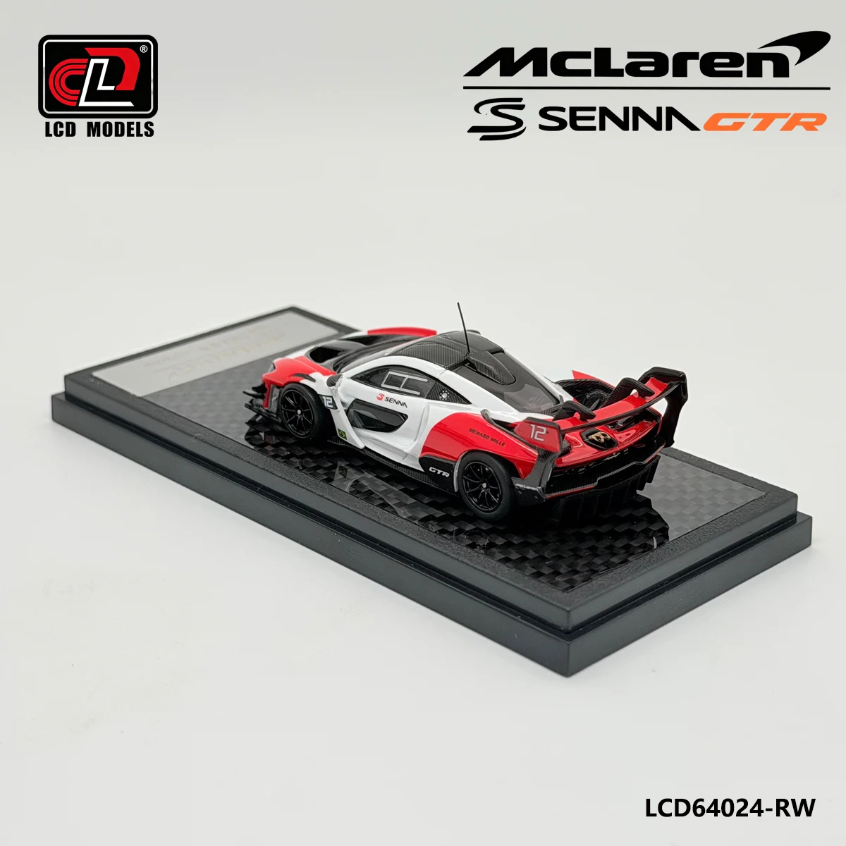 Фото Модели LCD64024-RW: Посвящение Айртону Сенне, масштаб 1:64, McLaren Senna GTR, гиперкар для трека, красно-белый. # 12 коллекционных моделей автомобилей из литого металла №3